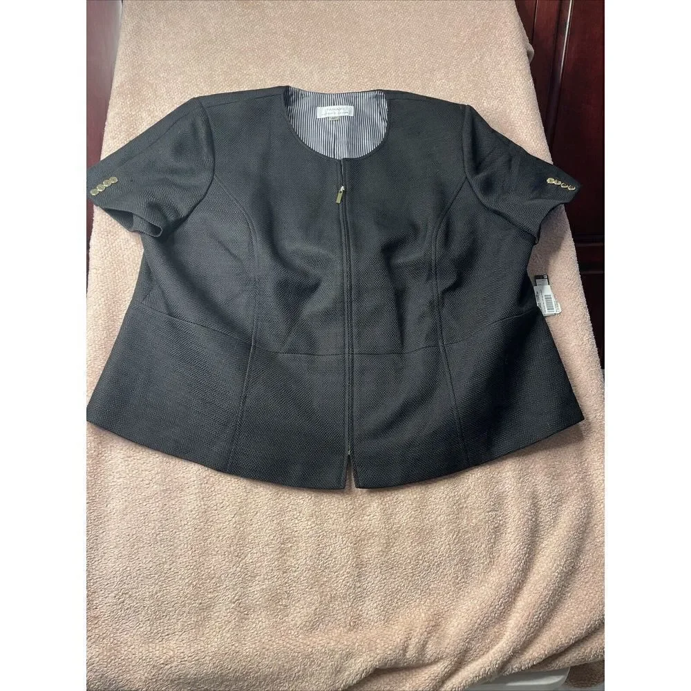 Tahari Arthur S Levine Short Sleeve 24 W Jacket Zip Front NWT